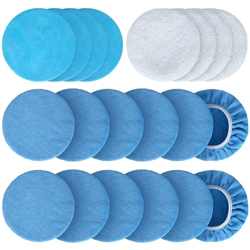 S SATC 20 PCS Car Orbital Buffer Pads Bonnet 7-8 Inch Microfiber Polishing Bonnet Buffing Pad for Car Polishing, Cleaning, Waxing - size: 7-8 Inch