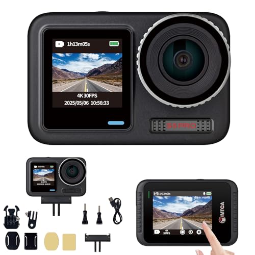 Action Camera for Motorcycle - 4K/30fps Waterproof Sport Camera with Dual IPS Screen,5.9k Photo, Long Lasting 150min, Out Camera for Bike/Hiking/Ski/Travel/Climb/Cycling(Connect Phone via WiFi) - color: AC-S5Pro