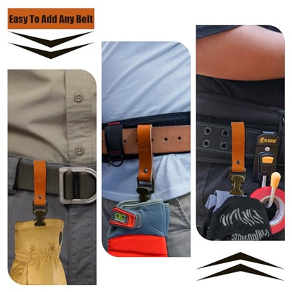 KUNN Leather Glove Clips for Work Glove Holders Heavy Duty Glove Belt Bronze Clip for Construction - color: Brown
