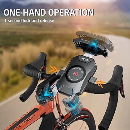 iMESTOU Anti-Theft Motorcycle Phone Mount Bike 1 Ball Phone Holder Handlebar Double Socket Arm Cellphone Holder with Aluminum 1" Ball Base 360 Rotation Universal for 4.0-7.0 Inch Smartphones - style: Double Socket Arm- No Charge Style