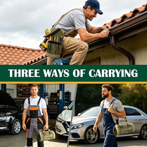 Tool Roll Up Bag Organizer, Heavy Duty Waterproof Tool Roll Bag with Detachable Pouches, Portable Tool Organizer for Mechanic, Electrician, Car Truck Motorcycle Tool Storage, Green