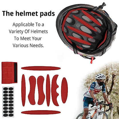 2 Set Cycle Helmet Pads, Helmet Padding Kit, Universal Foam Pads for Motorcycle Bike Cycling Helmet (Red) - color: Red