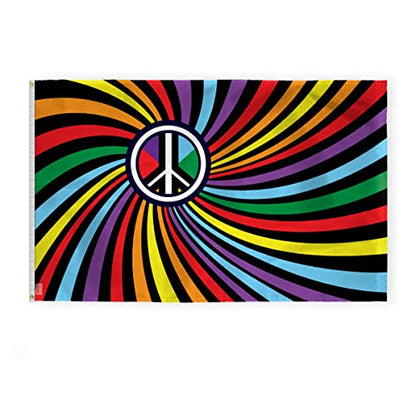 AGAS Peace Swirl Rainbow Pride Flag 4x6 Ft - Printed 200D Nylon - Brass Grommets Stitched Edges Fade Proof Sharp Vivid Colors - Swirl Pride Flag - color: 4x6 ft