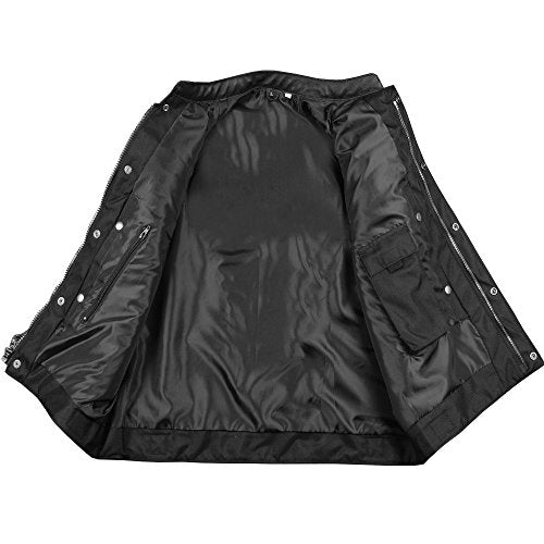 Jackets 4 Bikes Men’s SOA Motorcycle Vest – Premium Buffalo Leather, Multiple Pockets Club Style Biker Vest - All Seasons - size: Small
