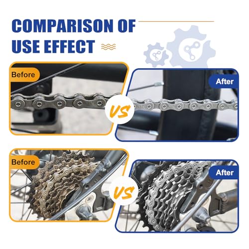 7 in 1 Bike Chain Cleaning Kit, Bike Chain Cleaner includes 350ml Degreaser Spray, 100ml Chain Lube, 4 Brushes & Towel, Bicycle Chain Cleaner for MTB/Road Bicycle