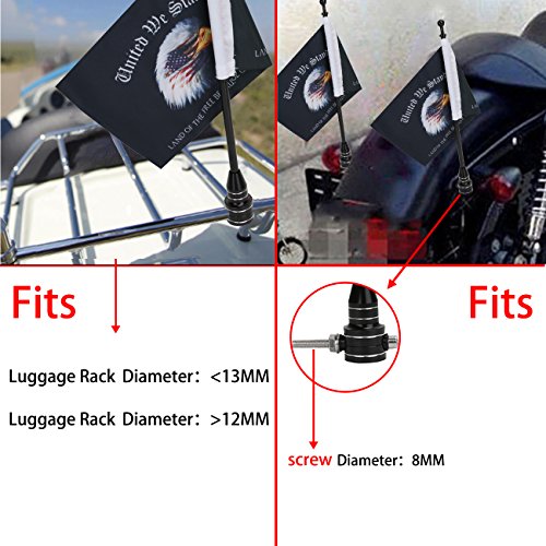 "United We Stand" Motorcycle Flag 6x9 American Eagle Flag with Black Flagpole Mount For Harley Davidson Honda Goldwing CB VTX CBR Yamaha - Fits 1/2" Round Luggage Rack - color: "United We Stand" Flag