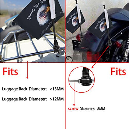 "United We Stand" Motorcycle Flag 6x9 American Eagle Flag with Black Flagpole Mount For Harley Davidson Honda Goldwing CB VTX CBR Yamaha - Fits 1/2" Round Luggage Rack - color: "United We Stand" Flag
