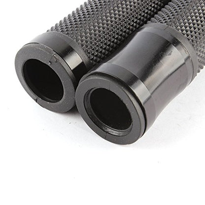 Pair of 7/8" 22mm Motorcycle CNC Aluminum Rubber Gel Hand Grips Handlebar for Sports Bike Chopper Cruiser Bike - color: Black