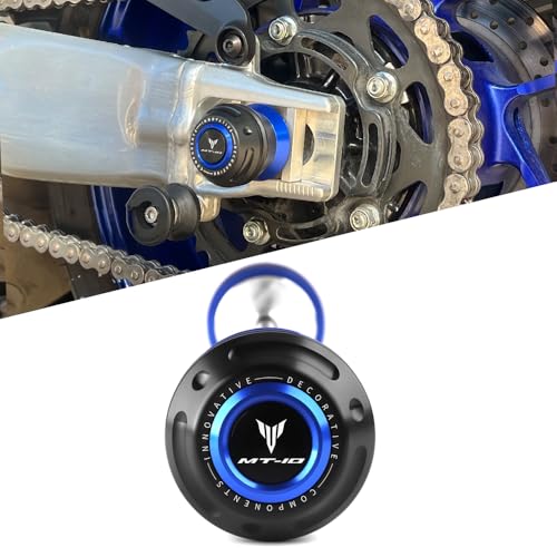 Motorcycle Rear Wheel Axle Fork Slider Crash Protector Compatible With YAMAHA MT10 / SP 2025 2024 2023 2022 2021 2020 2019 2018 | MT-10 MT 10 Accessories (Blue) - color: blue, size: Rear