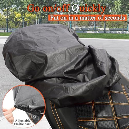 FOVPLUE Seat Rain Cover,Water-Resistant Two-Up Seat Bra Fits Seats up to 23" L x 15" W,Universal for Harley Touring CVO Electra Glide Street Glide Road Glide Road King,Dyna,Softail,Sportster