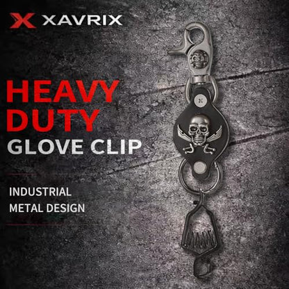 Heavy Duty Glove & Hat Clip with Carabiner, All-Metal Spring Clamp Work Glove Holder for Tool Belt, Harness, Backpack - style: Pirate