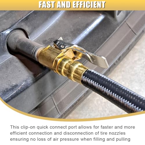 12'' Tire Inflator Extension Tube, Tyre Pump Quick Inflation Chuck Adapter with Presta Valve, Portable Clip On Connector High-Pressure Tube, Auto Maintenance Accessory for Car Motorcycle