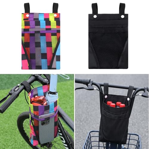 2 Pack Bike Handlebar Bag, Canvas Bicycle Handle Bar Front Hanging Pouch with Phone Holder for Scooter eBike Motorcycle Mountain Road Bike Cycling Accessories for Women Men