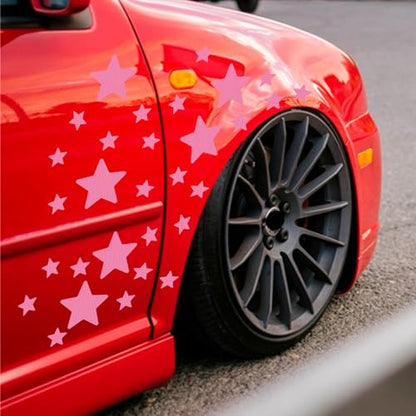 30pcs Star Vinyl Decal for Cars, High Intensity Reflective DIY Stickers for Window Bumper Mirror Laptop Decals Waterproof Night Safety Sign Car Stickers (Pink) - color: Pink