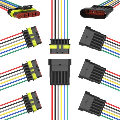 6 Pin Waterproof Electrical Wire Connectors 5 Pack Weather Pack Connectors Kit 20AWG Male and Female Automotive Wire Connectors for Car Truck Motorcycle Boat Auto Wiring - size: 6pin-5Pack