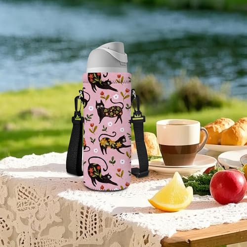 RICHEN Neoprene Water Bottle Carrier Bag with Adjustable Shoulder Strap,Insulated Water Bottle Cover for Stainless Steel/Glass/Plastic Bottles - color: BC-51, size: 750ml
