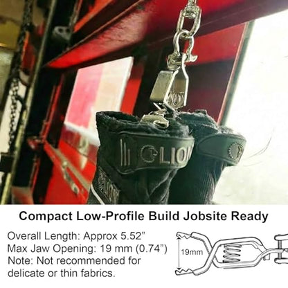 Metal Glove Clips, Heavy Duty Metal Work Glove Holder with Swivel Snap Hook, Strong Grip for Construction, Firefighters, Camping and Outdoor Use