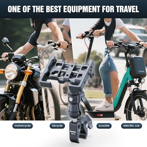 Anti-Shake Motorcycle Phone Holder, Super Clamp Fits 0.5"-2" Diameter Bars, 25mm Ball Head & Double Socket Arm, 360° Rotatable, Universal for iPhone/Samsung/Android Phones Width 2.56"-3.74" (KPS-14) - color: KPS-14