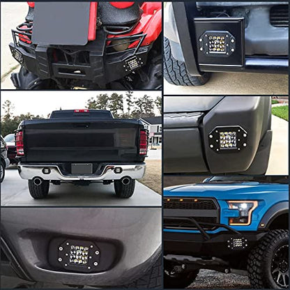 Flush Mount LED Pods, 2pcs 84W Flush Mount LED Bumper Fog Lights Spot Beam Backup Reverse Lights Off Road Driving Light for Trucks Pickup UTV ATV Boat - color: White Flush