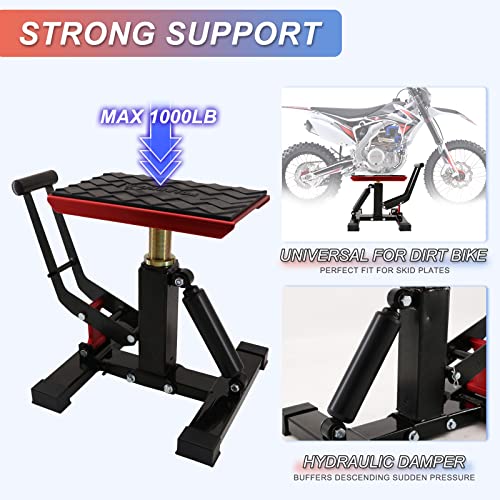 POLARBEAR Dirt Bike Stand Quick Jack Hydraulic Stand Motorcycle Low Profile Jack Portable Aluminum 1200Lbs Capacity for Pit Bike Cleaning and Repair(Red) - color: Red