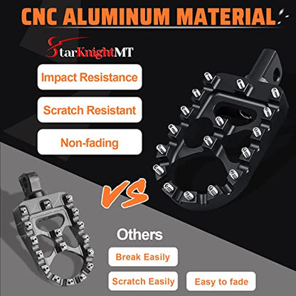 StarknightMT CNC Wide Fat Footpegs 360° Roating MX Foot Pegs Chopper Bobber Style Compatible with Dyna Fatboy Sportster Iron 883 (Black) - color: Black