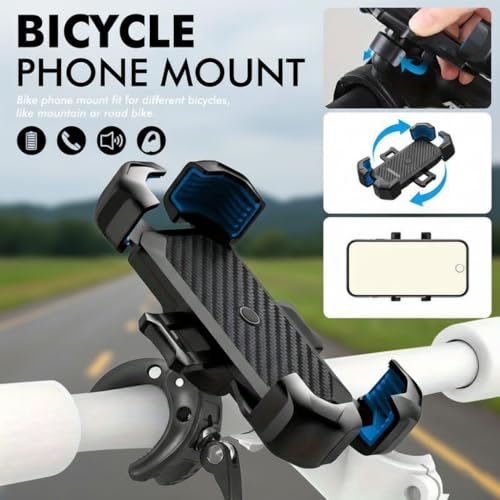Secure Black Shockproof Bike Phone Mount, Hands-Free GPS Holder for E-Bikes & Motorcycles, Cycling Accessory