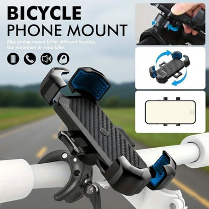 Secure Black Shockproof Bike Phone Mount, Hands-Free GPS Holder for E-Bikes & Motorcycles, Cycling Accessory