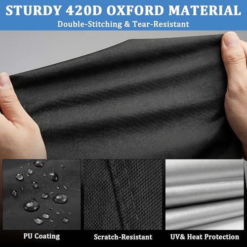 Motorcycle Cover 420D Heavy Duty | All Season Waterproof Outdoor Weather Sun Rain Protection Powersports Vehicle Cover | with 4 Reflective Tape, Lock-Holes, Storage Bag fits up to 104.3" - size: 104.3"