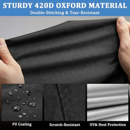 Motorcycle Cover 420D Heavy Duty | All Season Waterproof Outdoor Weather Sun Rain Protection Powersports Vehicle Cover | with 4 Reflective Tape, Lock-Holes, Storage Bag fits up to 104.3" - size: 104.3"