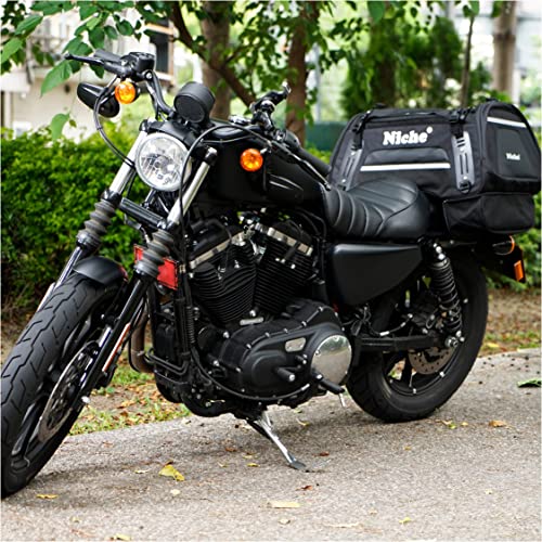 Niche Motorcycle Tail Bag 60L – Waterproof Travel Luggage with High‑Vis Neon Rain Cover & Reflective Trim, Universal Fit for Sport & Touring Bikes (NMO-2211)