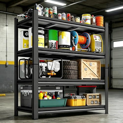 Heavy Duty Shelving 4-Tier Industrial Metal Shelves, 45W/16D Garage Storage Adjustable Shelf Rack, Sturdy Scratch-Proof, Ideal for Pantry, Closet, Kitchen, Warehouse, 16 Inches Deep, 63"H - size: 4 Tier | 63" H x 45" W x 16" D
