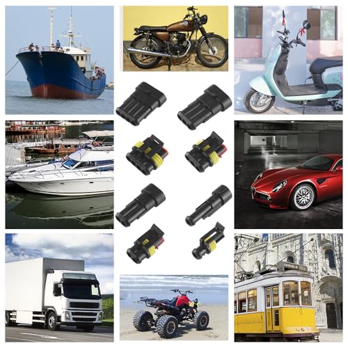 MUYI 384PCS Electrical Connectors Kit, 1/2/3/4 Pin Automotive Electrical Wire Connector Plug Car Electrical Connector Terminals Male and Female - style: 1-4pin connector(384 pcs)