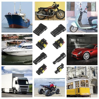 MUYI 384PCS Electrical Connectors Kit, 1/2/3/4 Pin Automotive Electrical Wire Connector Plug Car Electrical Connector Terminals Male and Female - style: 1-4pin connector(384 pcs)