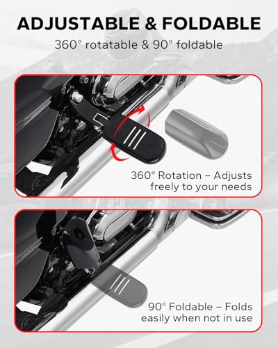 Amazicha Passenger Foot pegs Passenger Mini Footboard FootPegs Fit for Harley Davidson Touring Road King Electra Glide Road Glide Street Glide 1993-2024, Black
