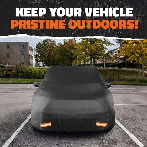 Mockins 200"x75"x47" Large Sedan Car Cover Waterproof All Weather Shield | Dual-Layer 250G PVC + HD Cotton Outdoor Weatherproof Car Covers for Automobiles | Full Exterior Covers for Rain, Snow, Frost - size: Sedan - Large - 200" x 75" x 47"