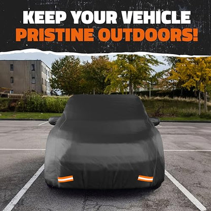 Mockins 200"x75"x47" Large Sedan Car Cover Waterproof All Weather Shield | Dual-Layer 250G PVC + HD Cotton Outdoor Weatherproof Car Covers for Automobiles | Full Exterior Covers for Rain, Snow, Frost - size: Sedan - Large - 200" x 75" x 47"