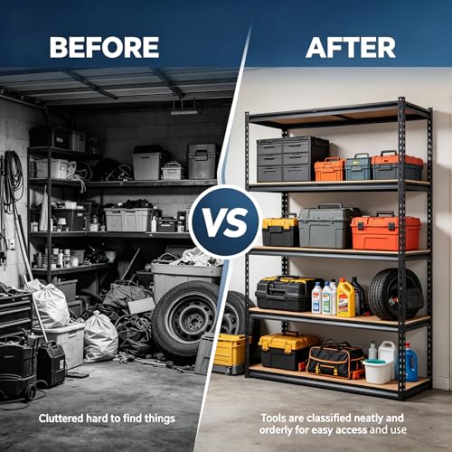Heavy Duty Garage Storage Shelves, 5-Tier Metal Adjustable Shelving Unit, Storage Shelving with 2500 LBS Capacity for Kitchen Pantry Basement Bathroom Laundry, 30" l x 12" w x 60" h - size: 30" L x 12" W x 60" H