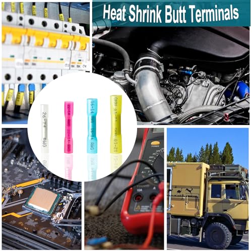 120PCS Heat Shrink Butt Connectors, Insulated Waterproof Butt Connectors 26-24 AWG for Wiring, Marine, Automotive (White) - size: 26-24AWG(120pcs)
