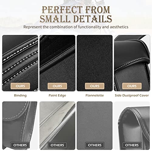 NICECNC Motorcycle Saddle Bags, PU leather Saddlebags, Reinforced Straps & Saddle Piece with Cup Holder, Throw Over Saddle Bag Side Bags Universal Accessories bags, Black - size: 25L-Black