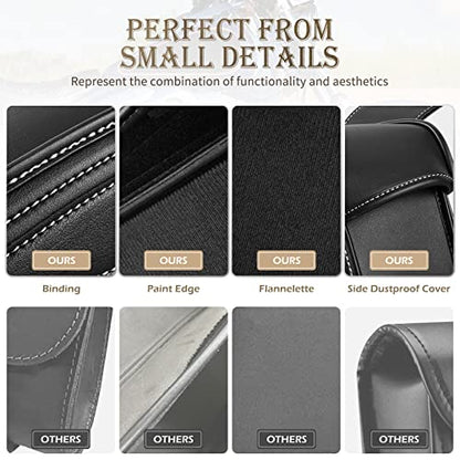 NICECNC Motorcycle Saddle Bags, PU leather Saddlebags, Reinforced Straps & Saddle Piece with Cup Holder, Throw Over Saddle Bag Side Bags Universal Accessories bags, Black - size: 25L-Black