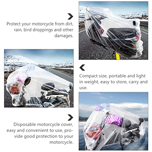 Disposable Waterproof Motorcycle Covers 4-Pack Clear Plastic Bike Protective Covers 78.74X47.24X19.68In Weatherproof Outdoor Dust Rain Protection - size: M