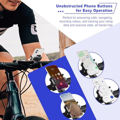 NineLeaf 4Pcs Bike Phone Mount Holder, Aluminum Motorcycle Phone Mount, Bicycle Handlebar Cell Phone Mount Rotatable for Exercise Bike Ebike Scooter Camera Friendly Suitable for 2.2"-3.7" Phones - color: 4PK