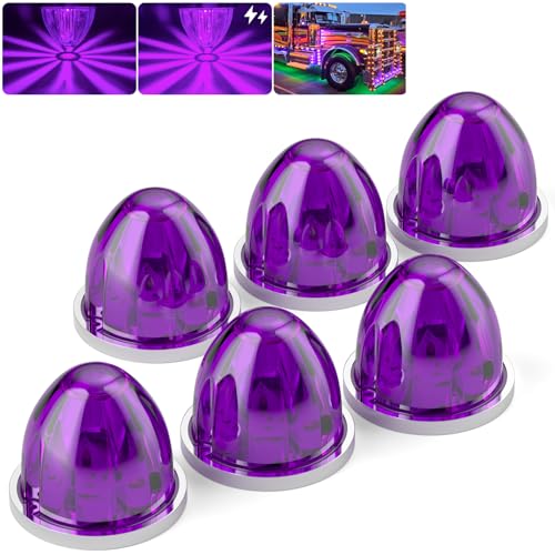 BJZ 6Pcs Purple Watermelon LED Strobe+Constant Marker Lights Dual Function Watermelon-Shaped Side Marker Clearance Tail Top Cap Roof Lights for Trailer Truck Semi-Trailer Heavy-Duty Truck Bus Van - color: Purple, size: 6 Pack