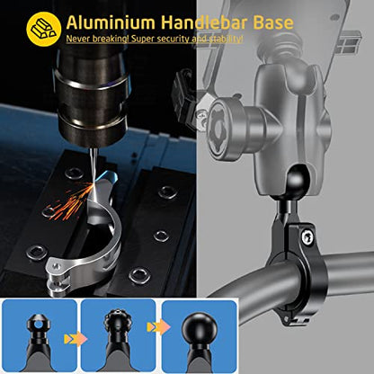 iMESTOU Anti-Theft Motorcycle Phone Mount Bike 1 Ball Phone Holder Handlebar Double Socket Arm Cellphone Holder with Aluminum 1" Ball Base 360 Rotation Universal for 4.0-7.0 Inch Smartphones - style: Double Socket Arm- No Charge Style
