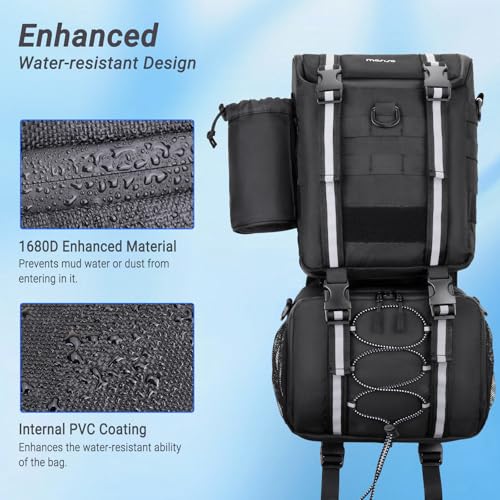 MOSISO Detachable ATV Fender Bag, Water-resistance Cargo Storage Pack for Front with Drink Holder, Rear Storage Bag Compatible with Scrambler Can Am Cfmoto Kawasaki Polaris Sportsman Grizzly, Black