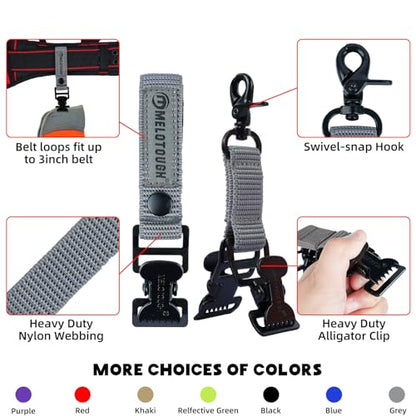 MELOTOUGH Firefighter Glove Strap | Work Glove Holder Clip with Glove Leash Swivel Snap Hook,Alligator Clip - color: Grey