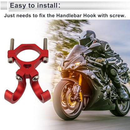 Motoforti Universal Motorcycle Hanging Hook Arc Motorcycle Helmet Luggage Bag Holder Hanger for Scooters Bicycles Aluminum Alloy Red 1 Set Hexagon Wrench Screw Washer