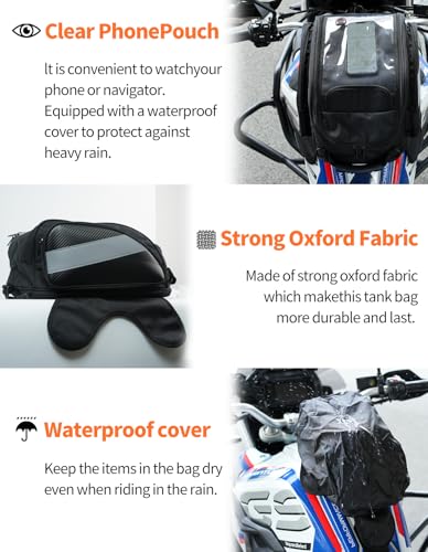 Motorcycle Tank Bag Universal Waterproof Oxford Fabric with Strong Magnetic，Magnetic Tank Bag, fits Harley Davidson, Indian, Honda, Yamaha, Suzuki and more - size: 29L