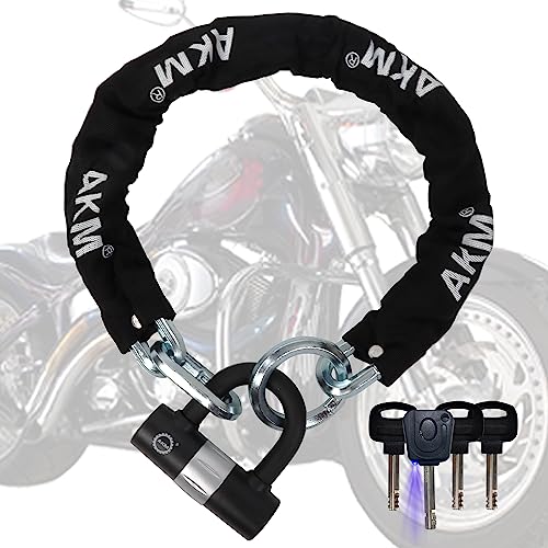 AKM Chain Lock 3-Foot Heavy Duty Bike Chain Lock Durable 12mm Thick Anti-Theft Bicycle Chain Lock with 4Keys Security 16mm U Lock for Bicycle,Moped,Scooter,Motorcycle - size: 3ft/90cm x 12mm Diameter Chain with Lock