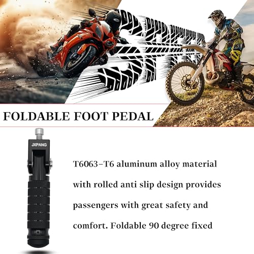 Universal Motorcycle Bicycle Folding Passenger Foot Pegs M8 Rearsets Rear Set Footrests Footpeg Foot Rest Peg Pedals For Bike Install Hole 8mm (Black) - color: Black